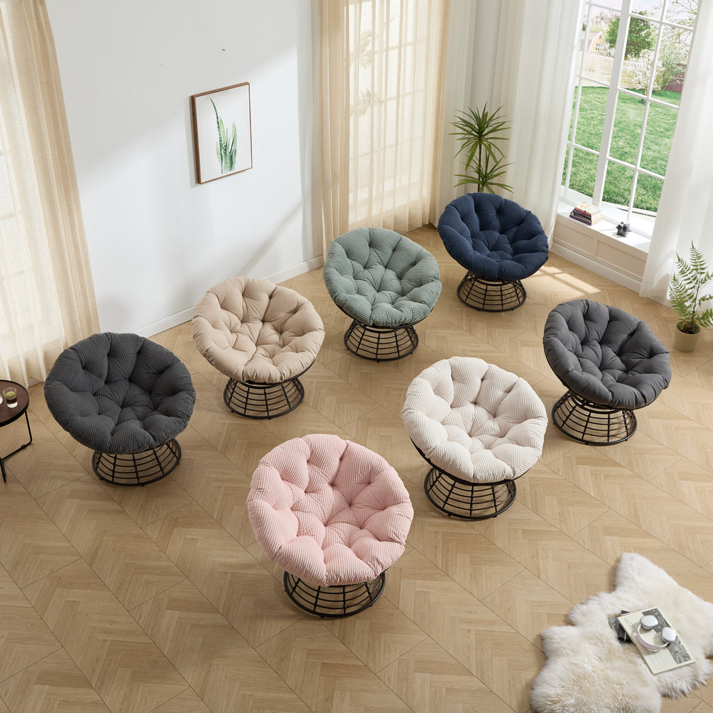 360° Swivel Indoor Outdoor Wicker Papasan Chair with Soft Thick Cushion