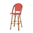 Callisto 29.5" Outdoor Rattan and Aluminum Bar Stool with Curved Back and Footrest