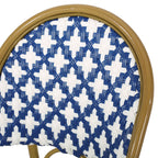 French Bistro Outdoor Dining Chairs, Set of 2 Navy & White