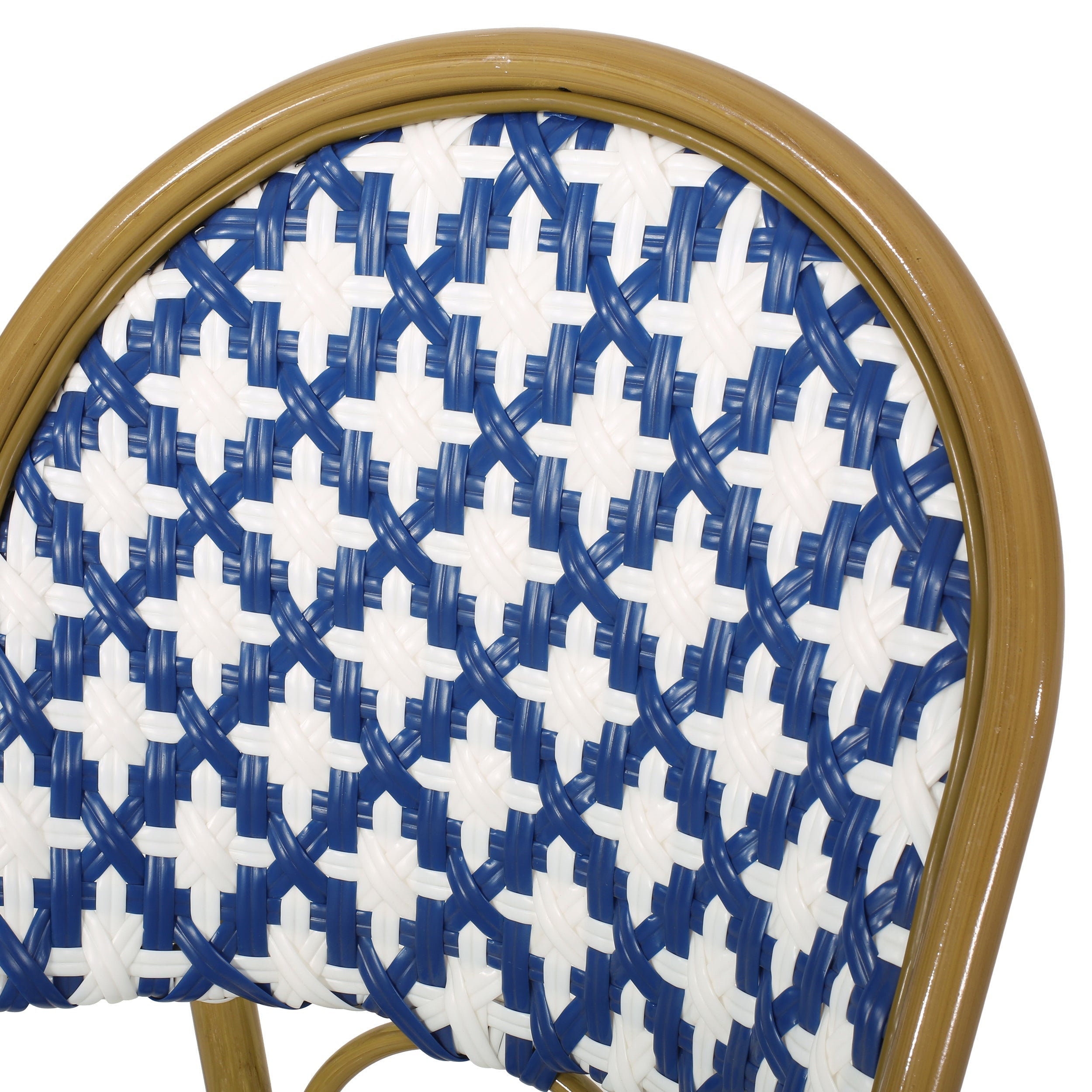 French Bistro Outdoor Dining Chairs, Set of 2 Navy & White