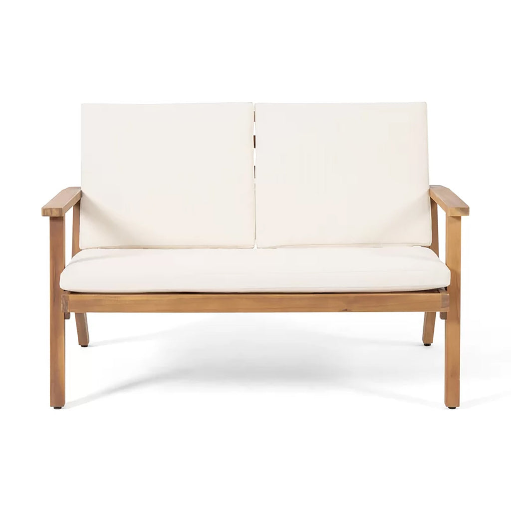 Brixton Outdoor Acacia Wood 4 Seater Chat Set with Cushions
