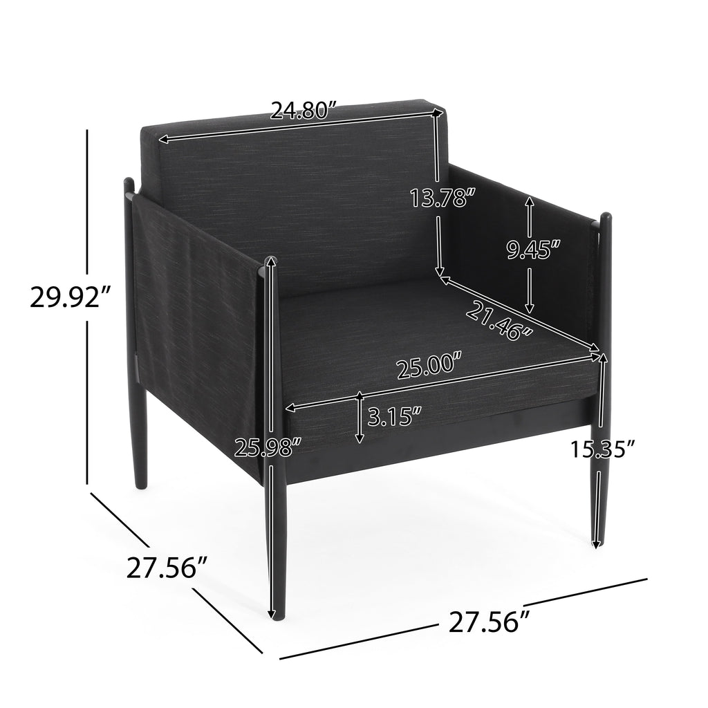 Outdoor Club Chair with Tapered Legs and Back Cushion