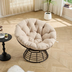 360° Swivel Indoor Outdoor Wicker Papasan Chair with Soft Thick Cushion