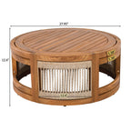 Sundara Acacia Wood Outdoor Coffee Table with Handwoven Rope Accents