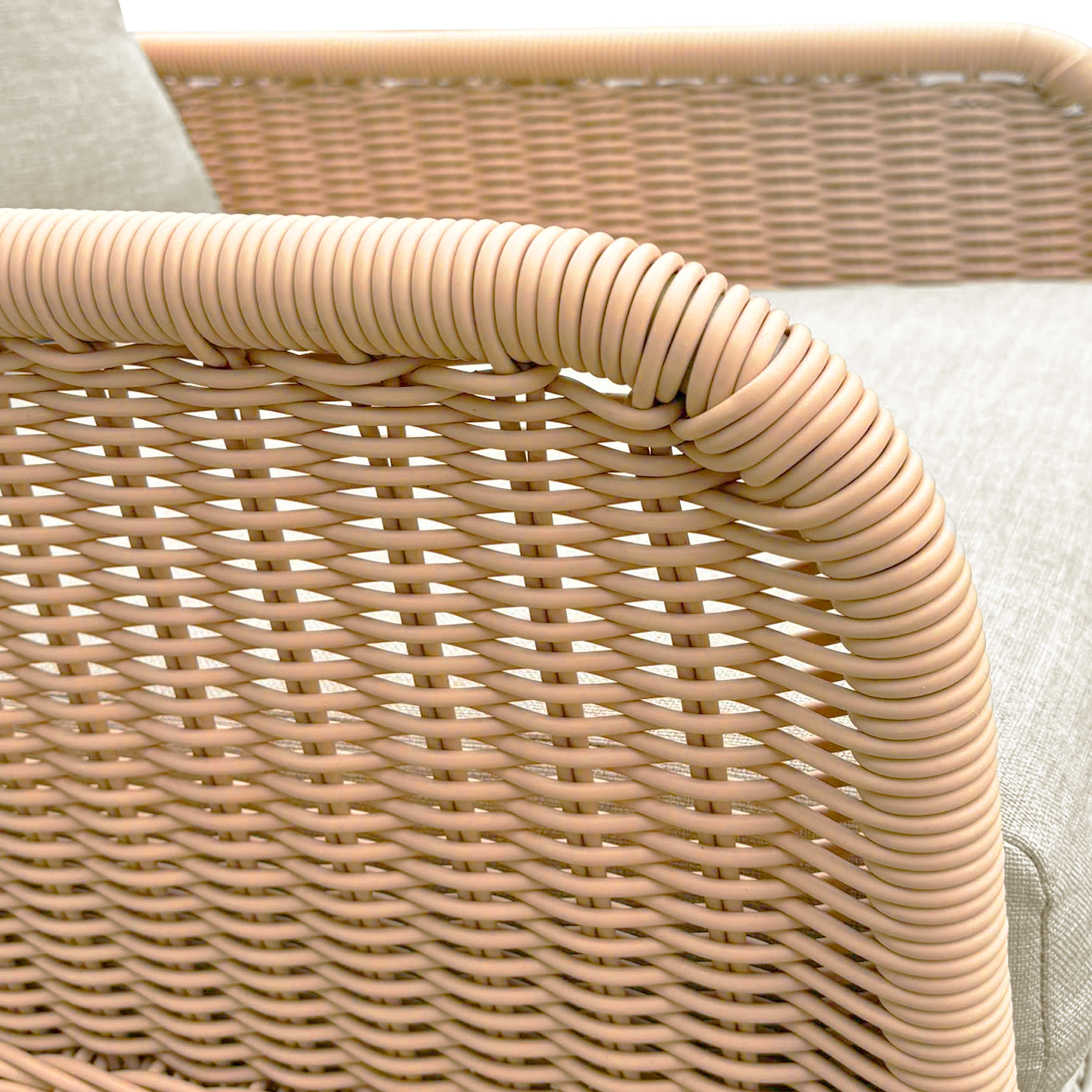 Contemporary Minimalist Beige Wicker Rocking Chair
