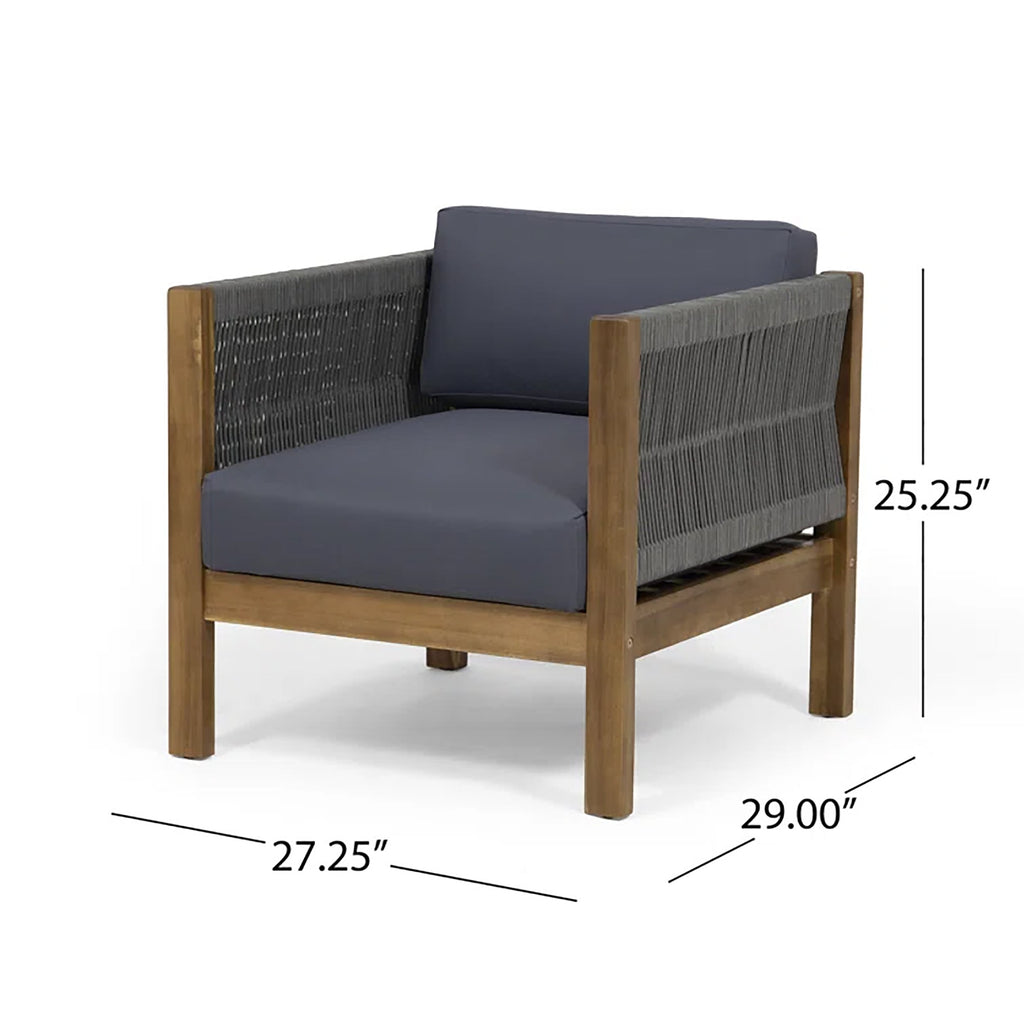 Laurel Outdoor Acacia Wood and Rope Chat Set