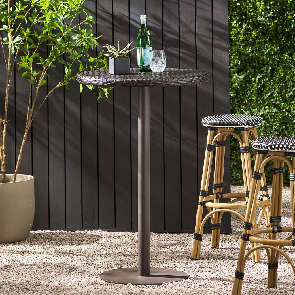 Outdoor 26" Round Rattan Bar Table