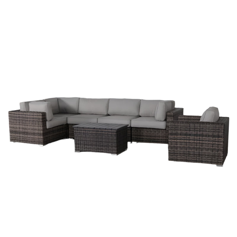 Pre-Assembled 7-Piece Rattan Sectional