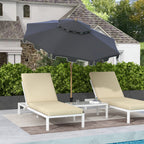 9' Double Top Ruffled Patio Umbrella with Push Button Tilt and Crank