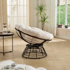 360° Swivel Indoor Outdoor Wicker Papasan Chair with Soft Thick Cushion