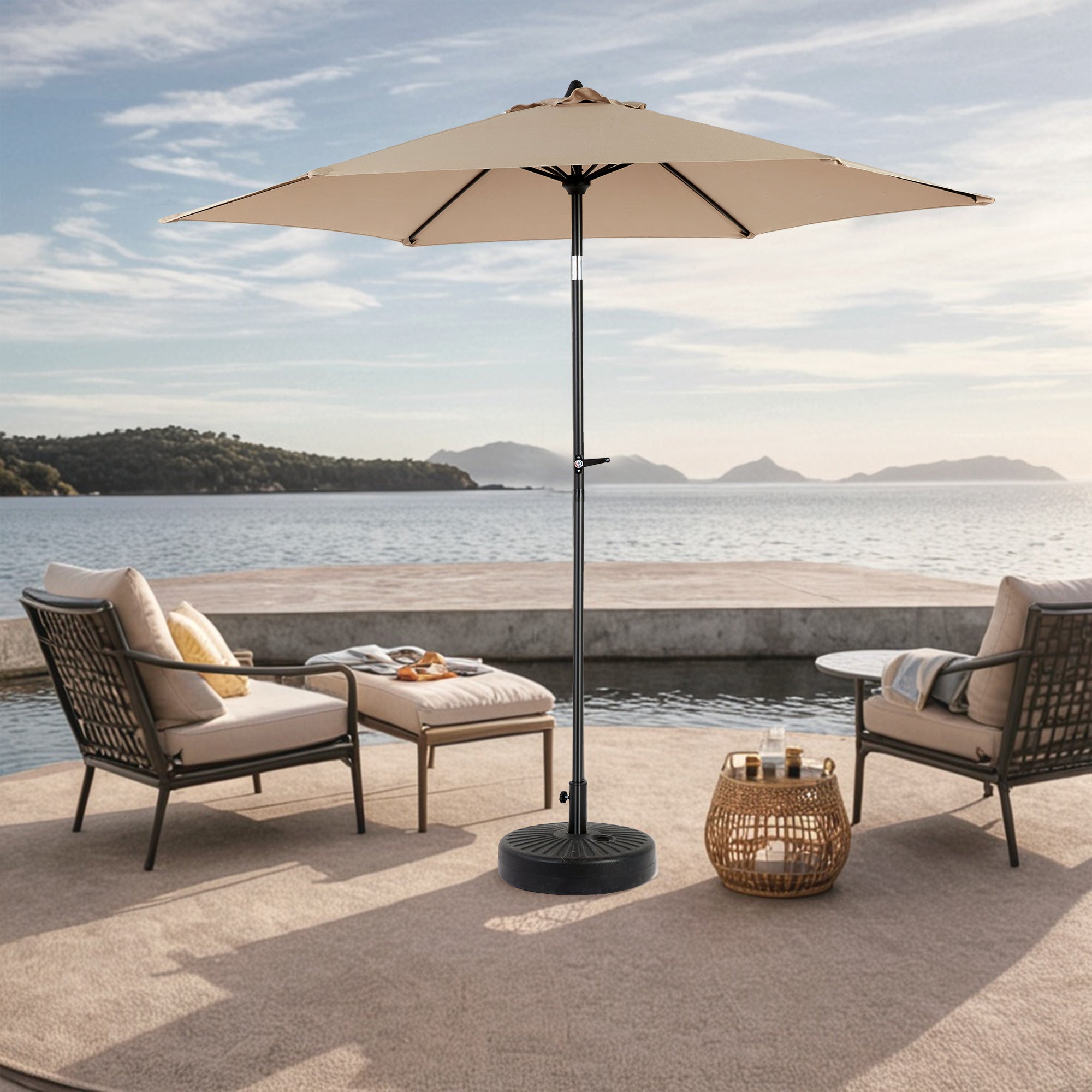 9' Outdoor Patio Umbrella Outdoor Table Umbrella with Push Button Tilt and Crank, Base Not Included