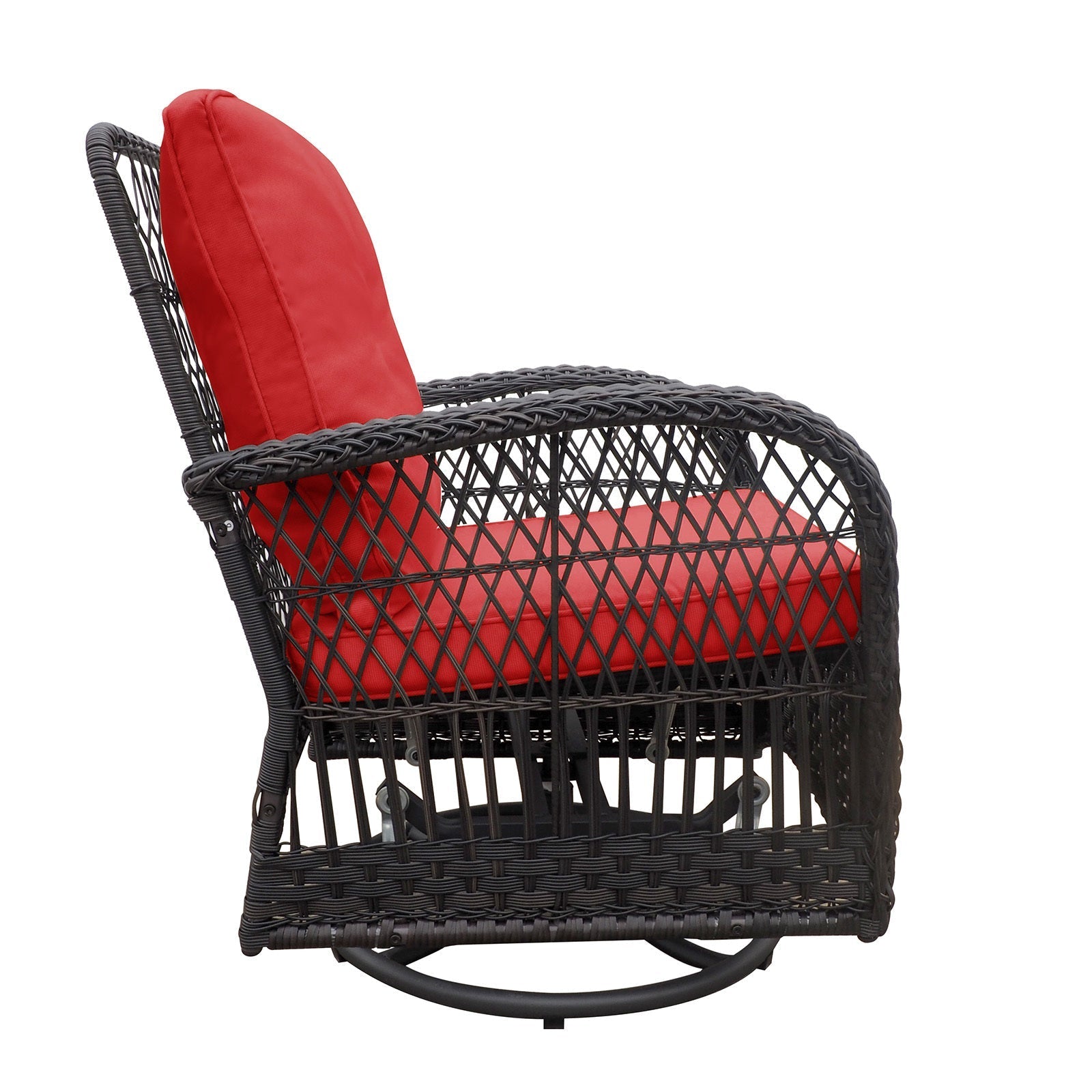 3 Piece Outdoor Wicker Rocker Swivel Conversation Set