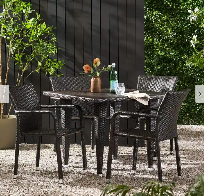 Larache Outdoor Wicker Dining Arm Chair, Set of 4