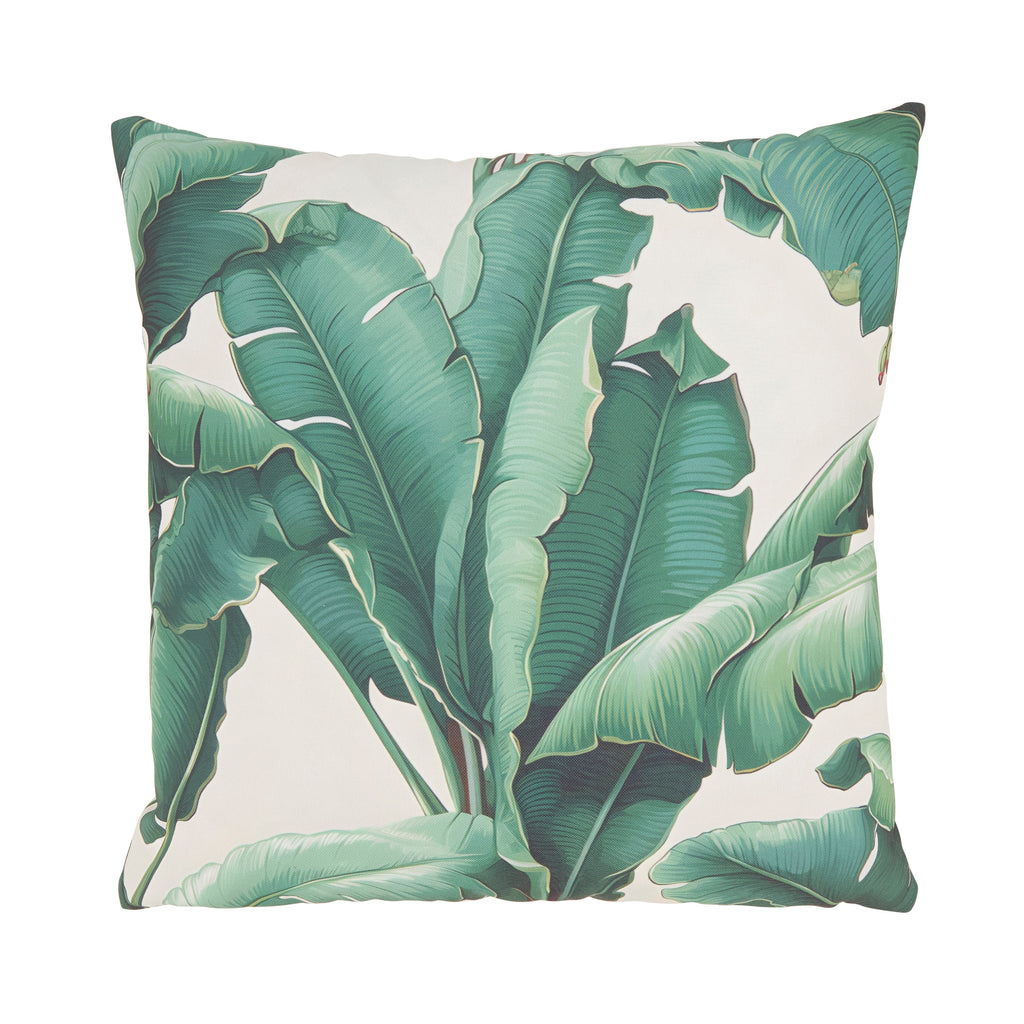 Tropicana Banana Leaves Outdoor Polyester Filled Throw Pillow