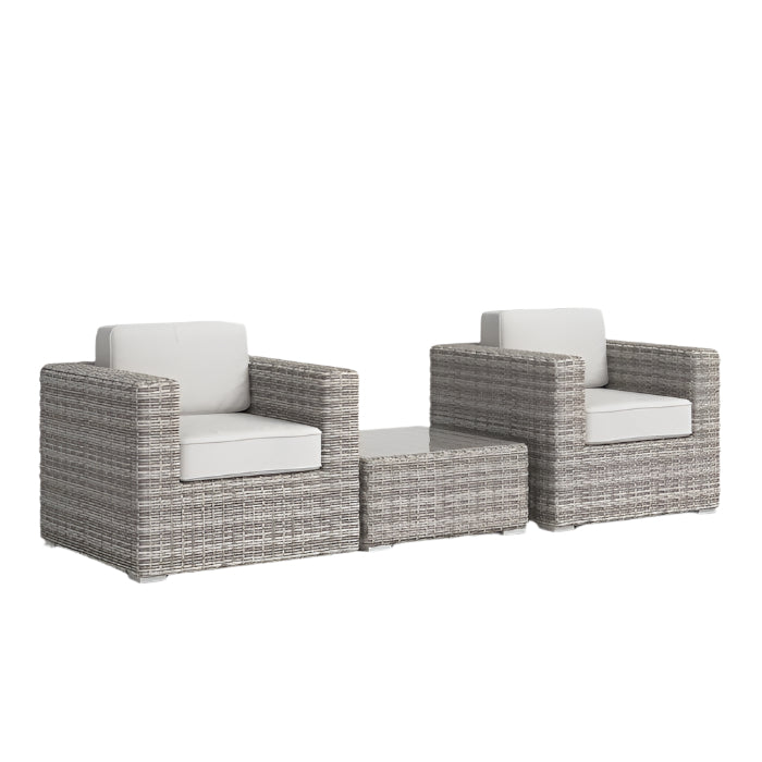Modern All-Weather Wicker Outdoor Accent Chairs, 3-Piece Set