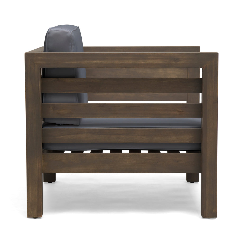 Oana Outdoor Acacia Wood Club Chair with Cushion