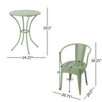 Pursuant 3-Piece Iron Bistro Set with Round Table and 2 Curved Back Chairs