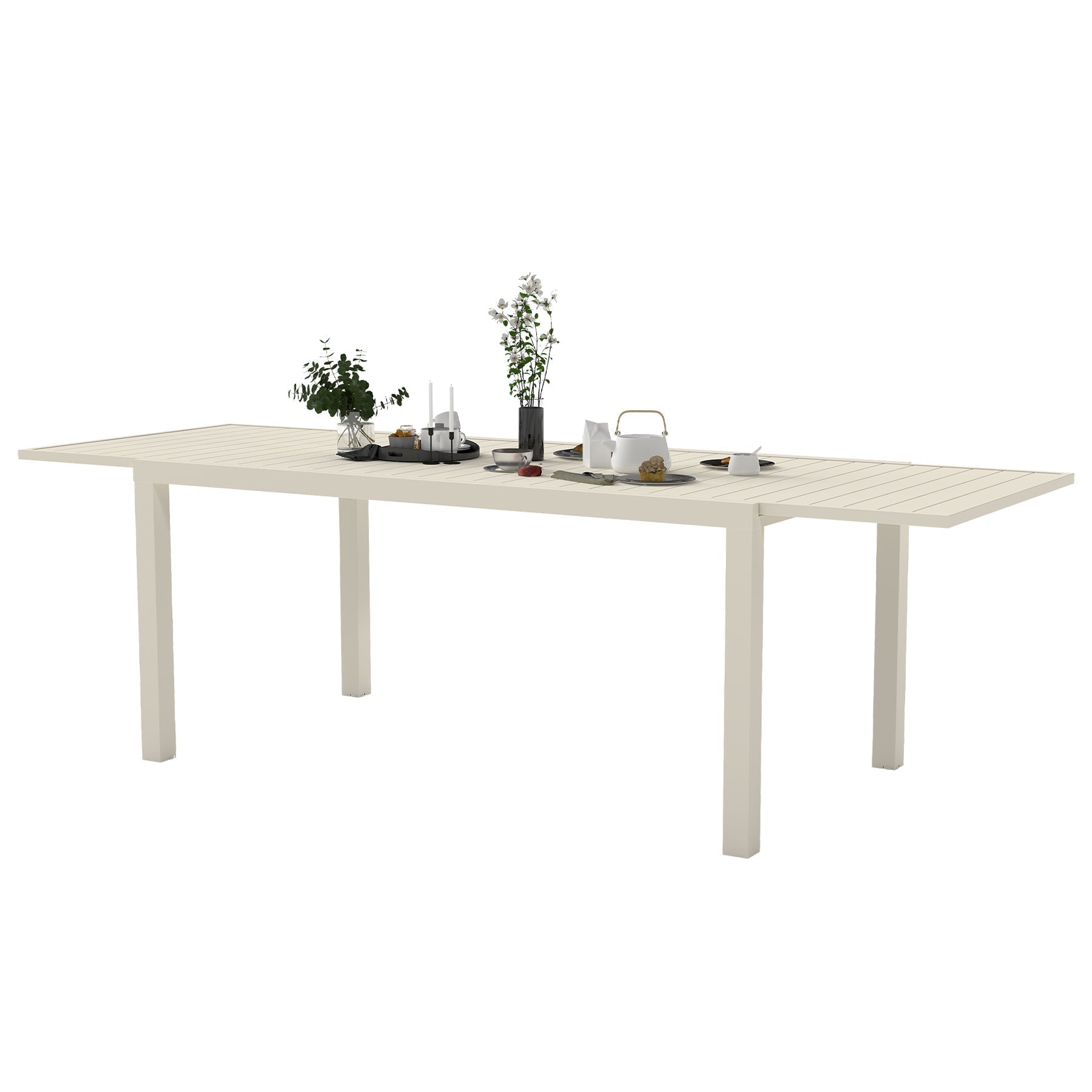 Extendable Aluminum Outdoor Dining Table - 97.2'L