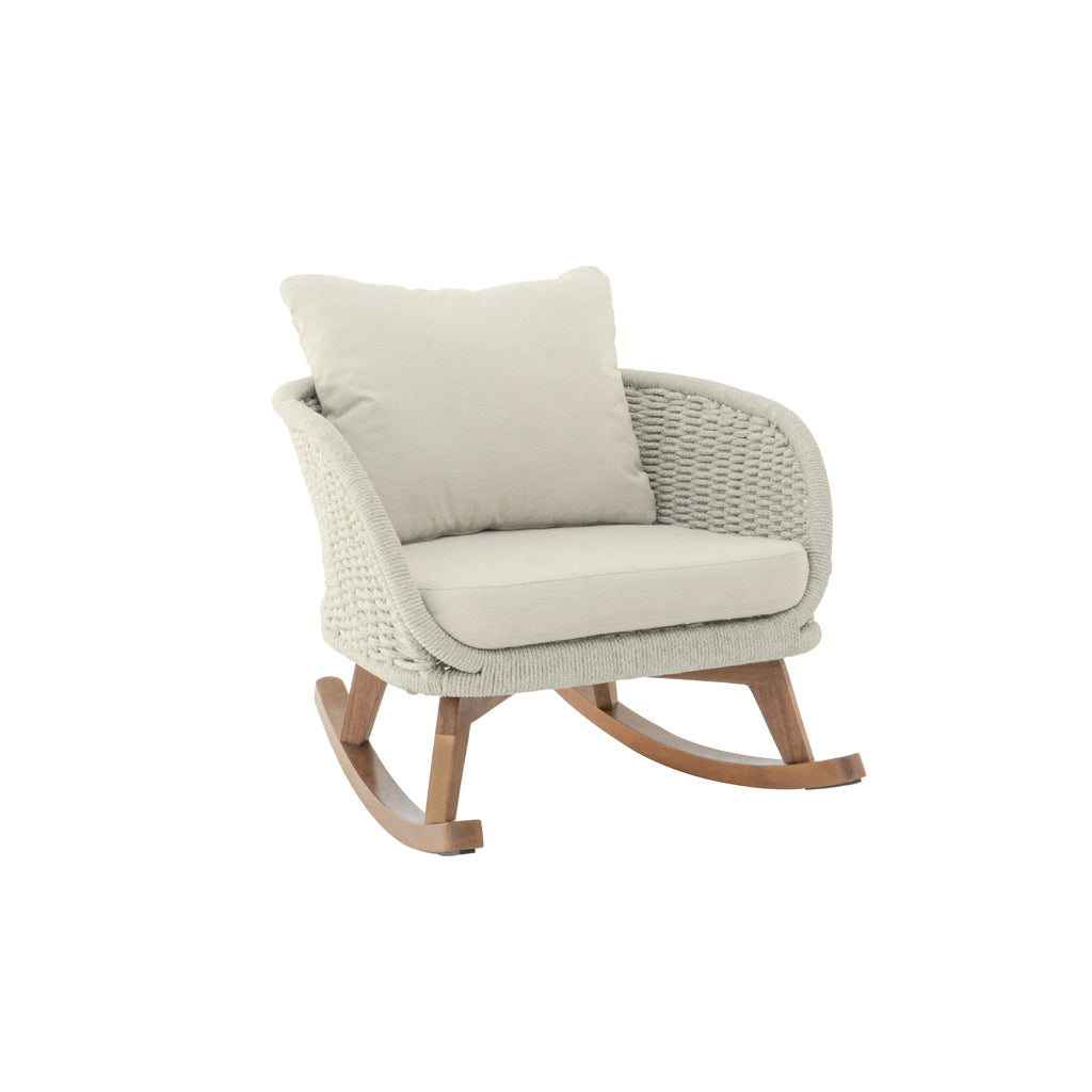 Contemporary Minimalist Wicker Rocking Chair with Cushions