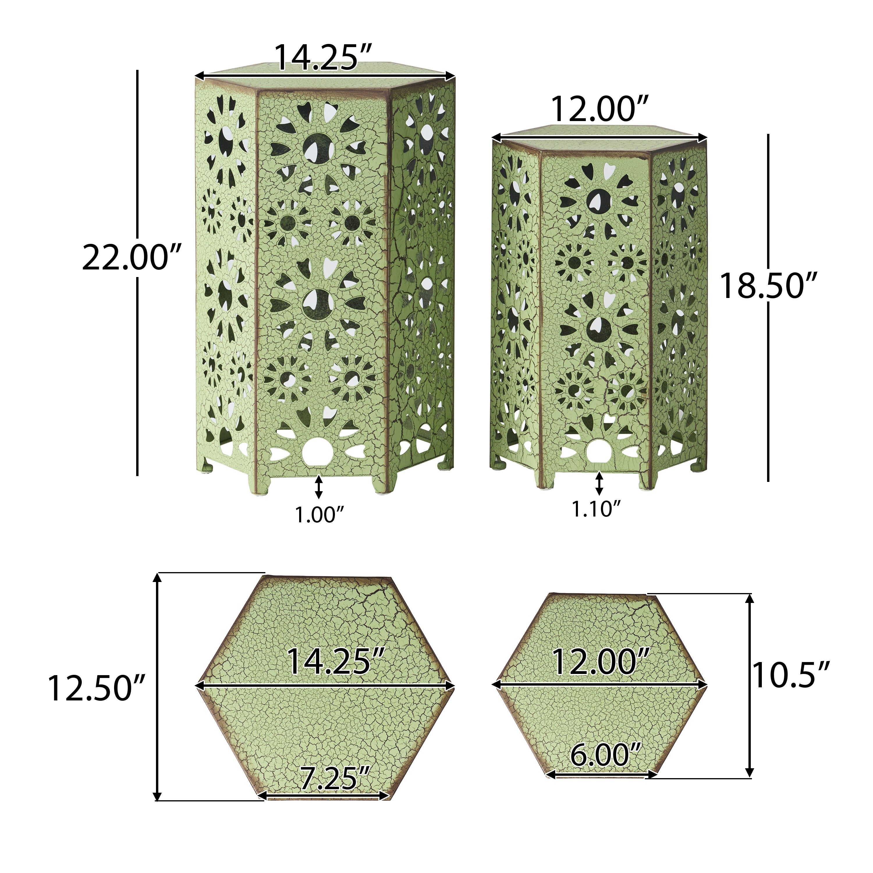 Eliana Iron Outdoor Side Table Set with Sunburst Cut Out