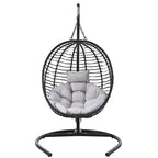 Folding Hanging Swinging Egg Chair with Stand & Tufted Cushion