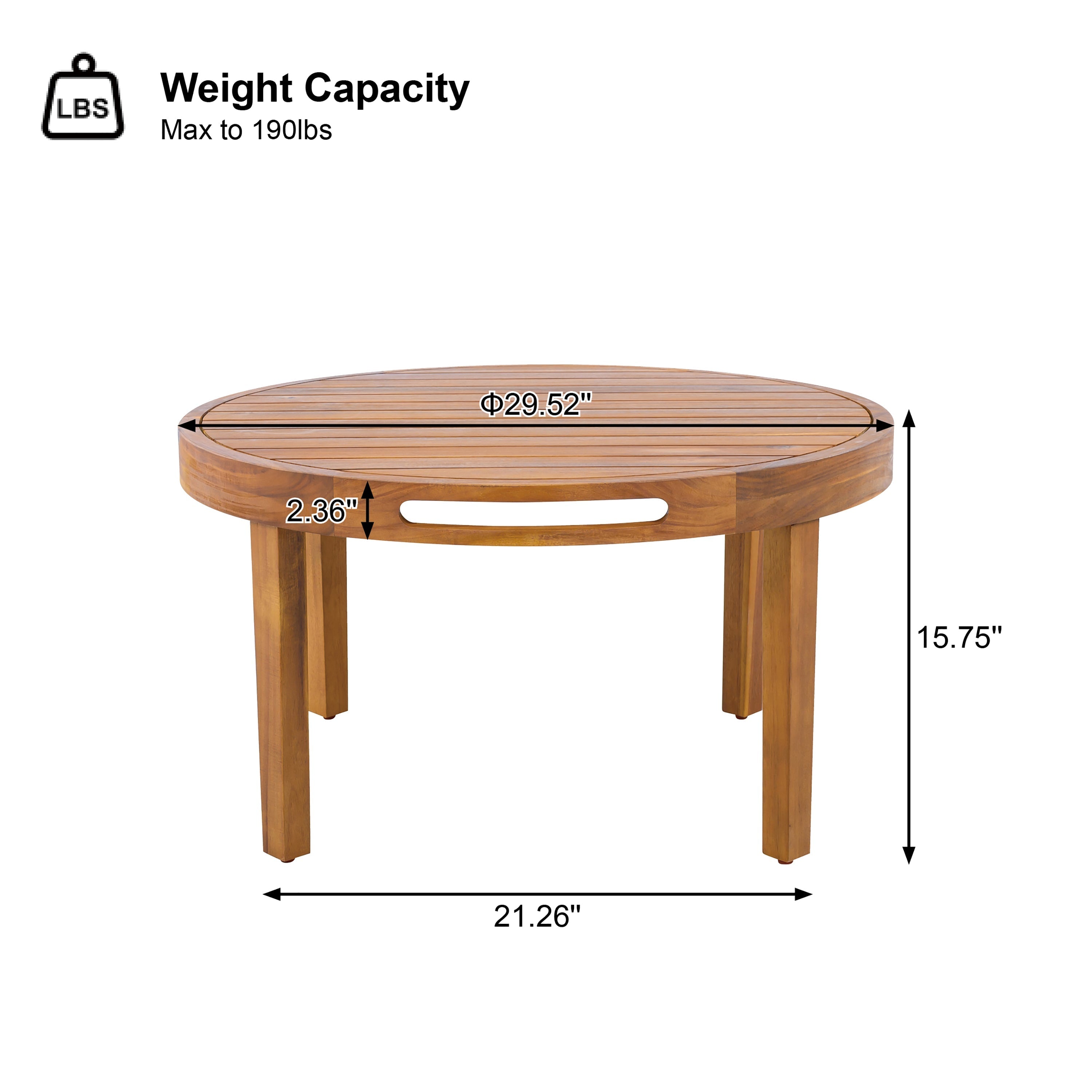 Millie Outdoor Acacia Wood Loveseat & Coffee Table Set