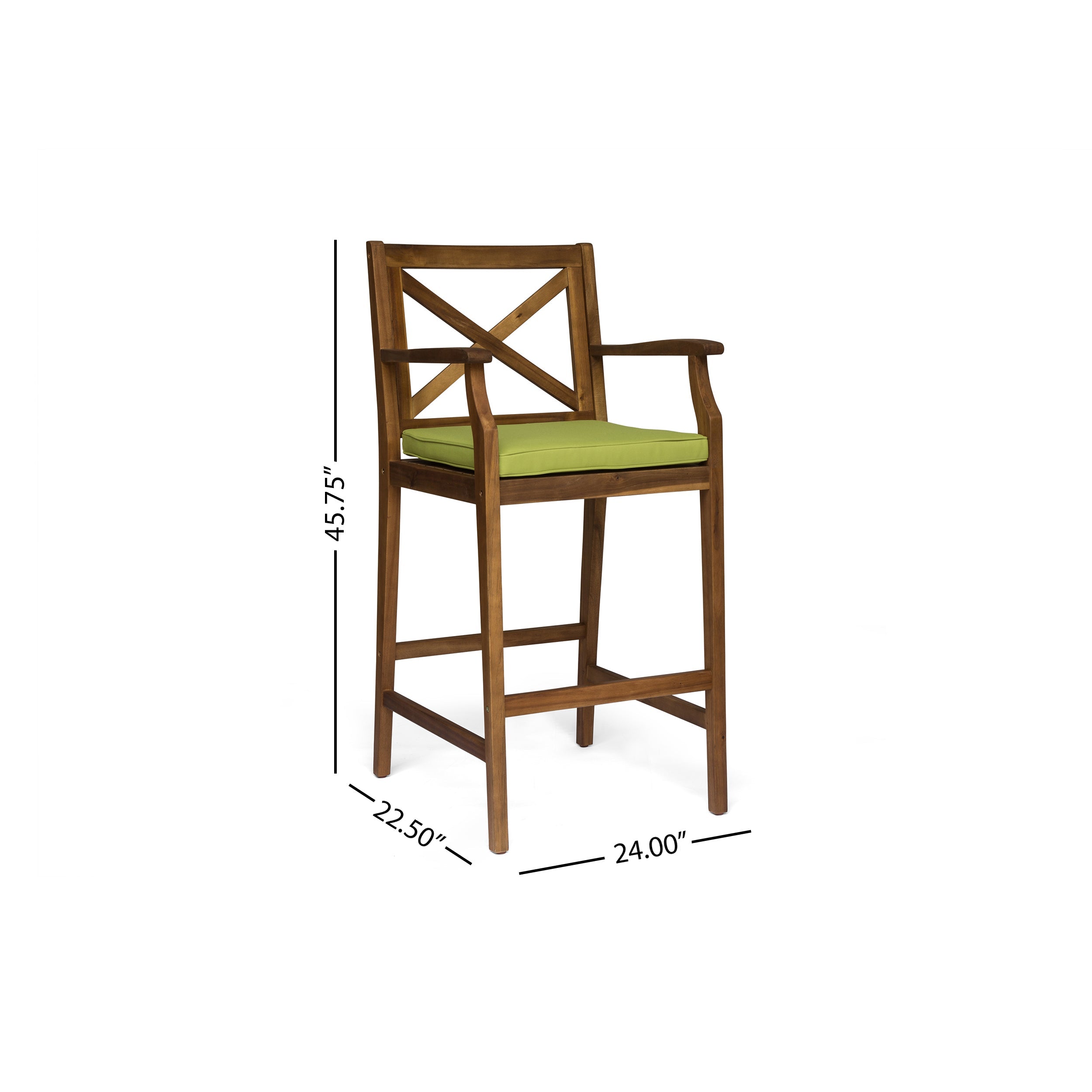 Perla Outdoor Acacia Wood Barstools, Set of 2