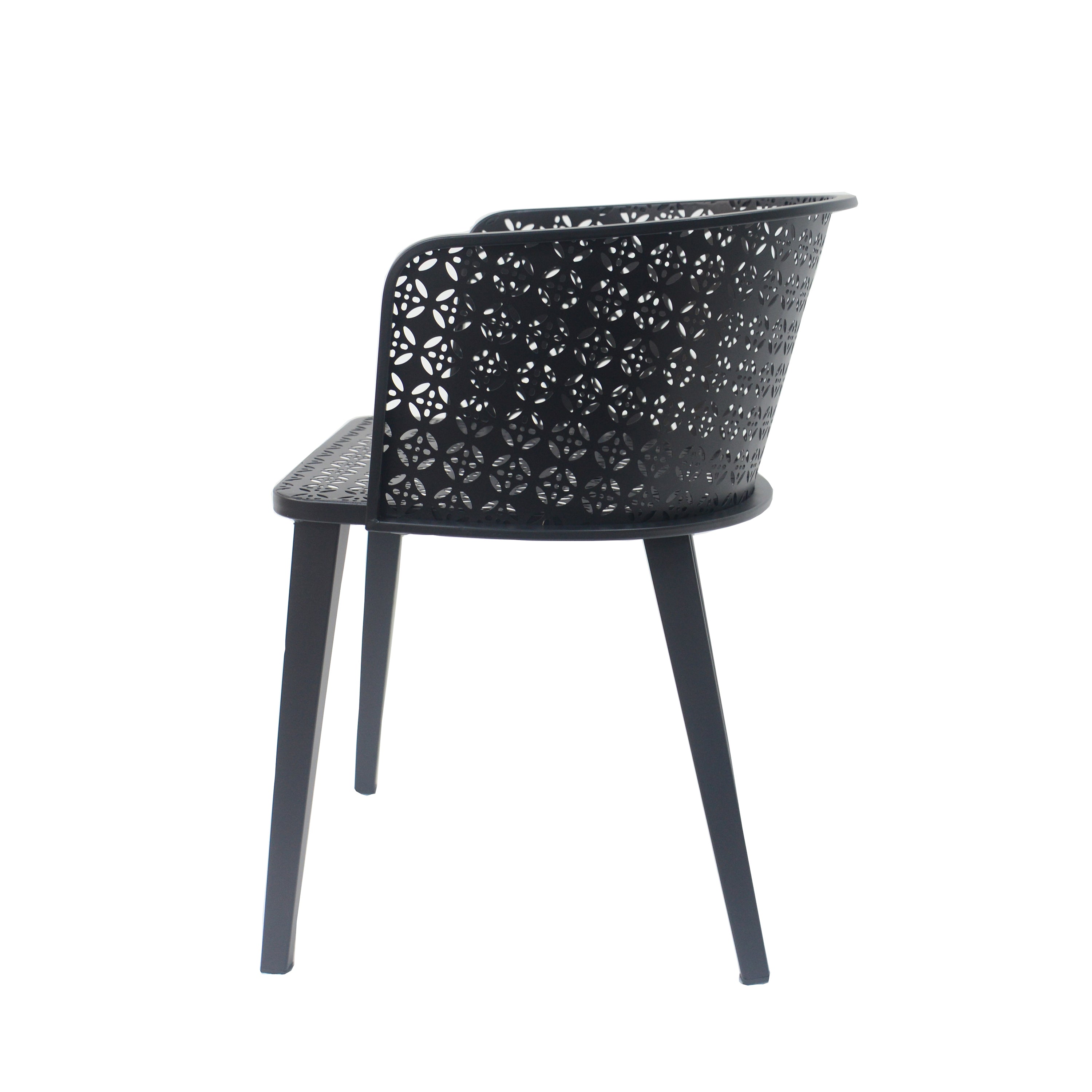 Rejoiced Outdoor Dining Chair with Geometric Lattice Design and Curved Back, Set of 2