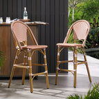 Clifftop 29.5" Outdoor Rattan Bar Stool with Aluminum Frame and Footrest, Set of 2