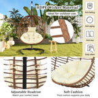Folding Hanging Swinging Egg Chair with Stand & Tufted Cushion