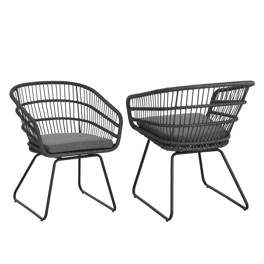 Outdoor Chair with Sled Legs and Curved Frame, Set of 2