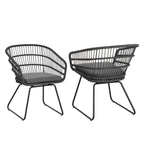 Outdoor Chair with Sled Legs and Curved Frame, Set of 2