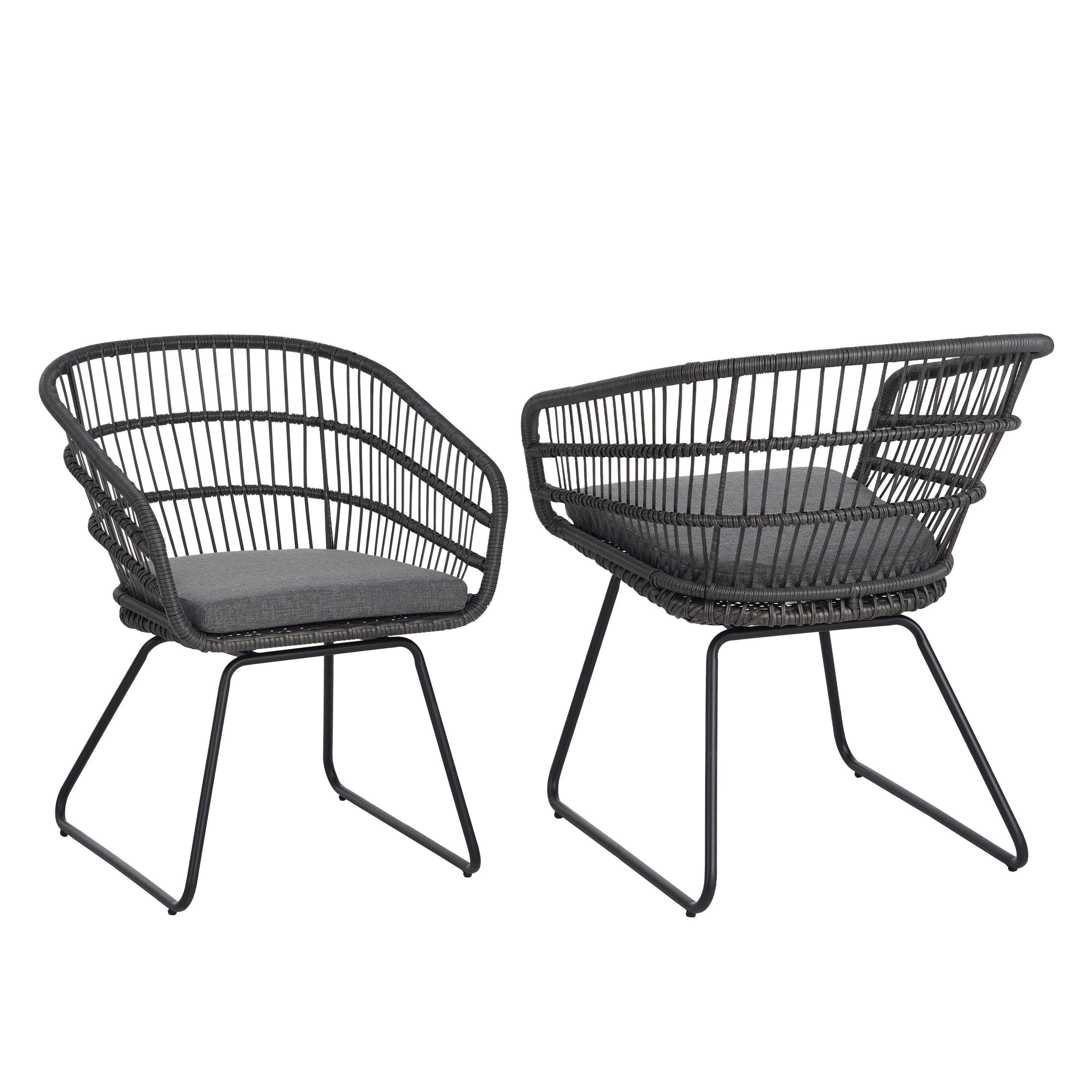 Outdoor Chair with Sled Legs and Curved Frame, Set of 2