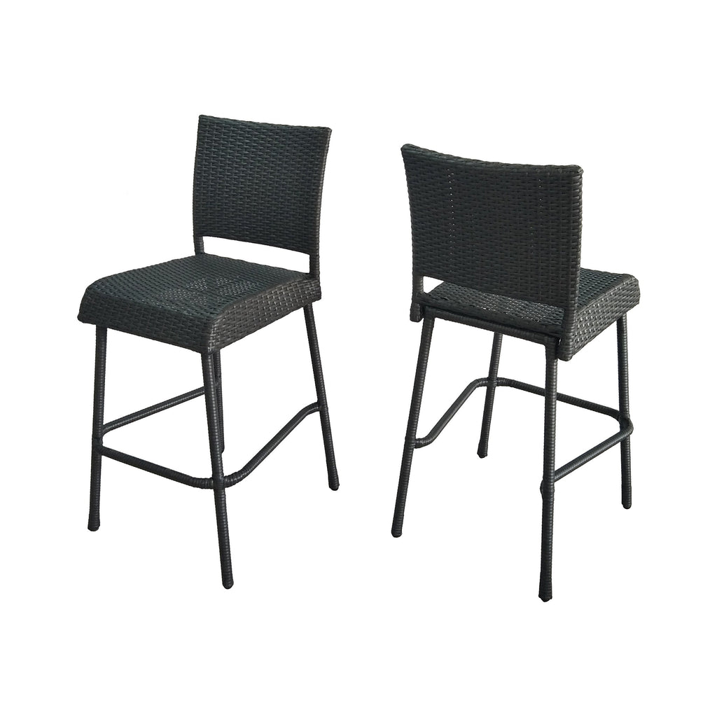 29" Outdoor Rattan Armless Barstools, Set of 2