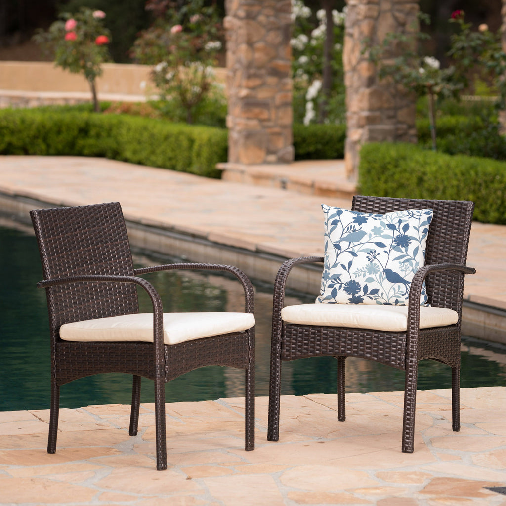 Cordoba Outdoor Wicker Dining Chairs, Set of 2