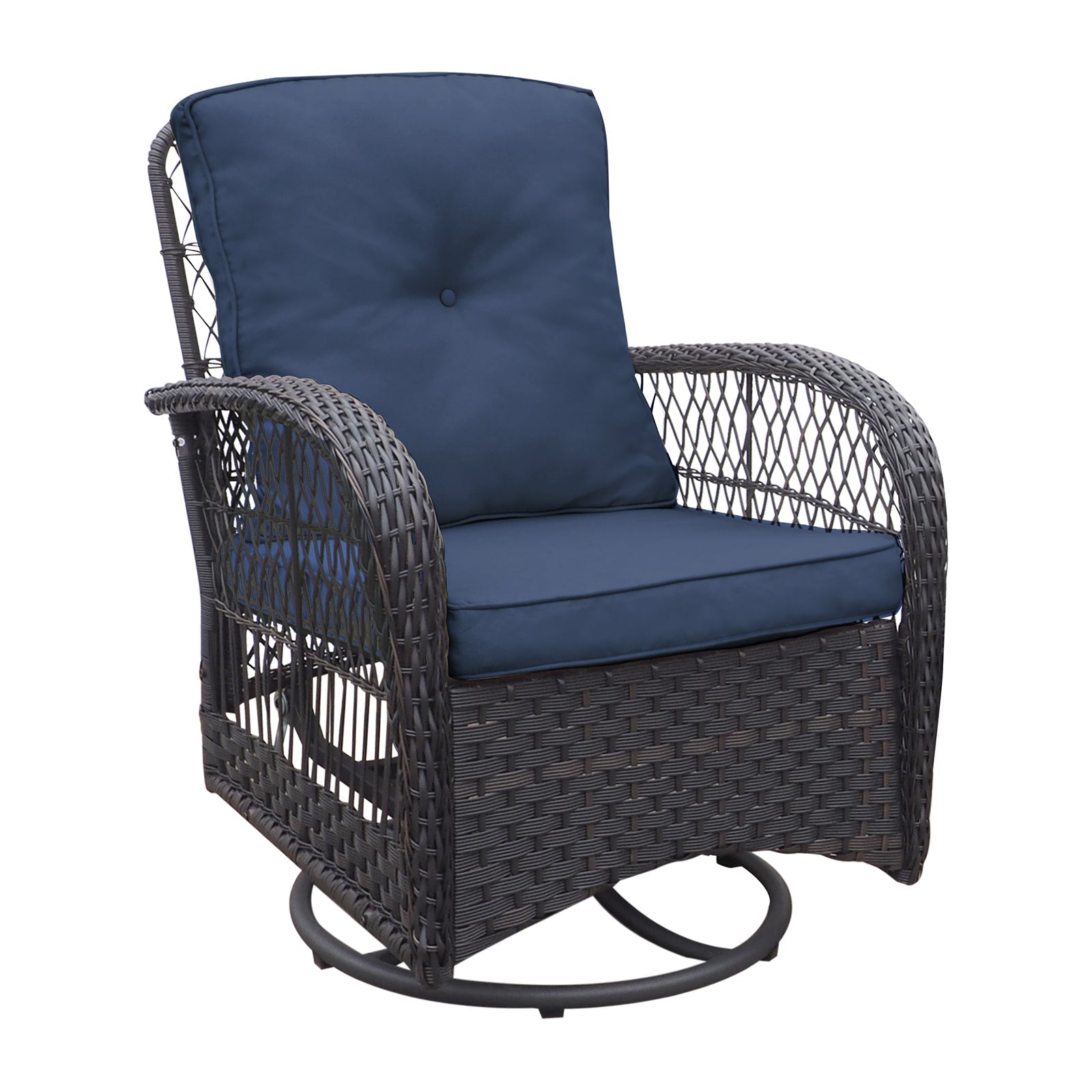 3 Piece Outdoor Wicker Rocker Swivel Conversation Set