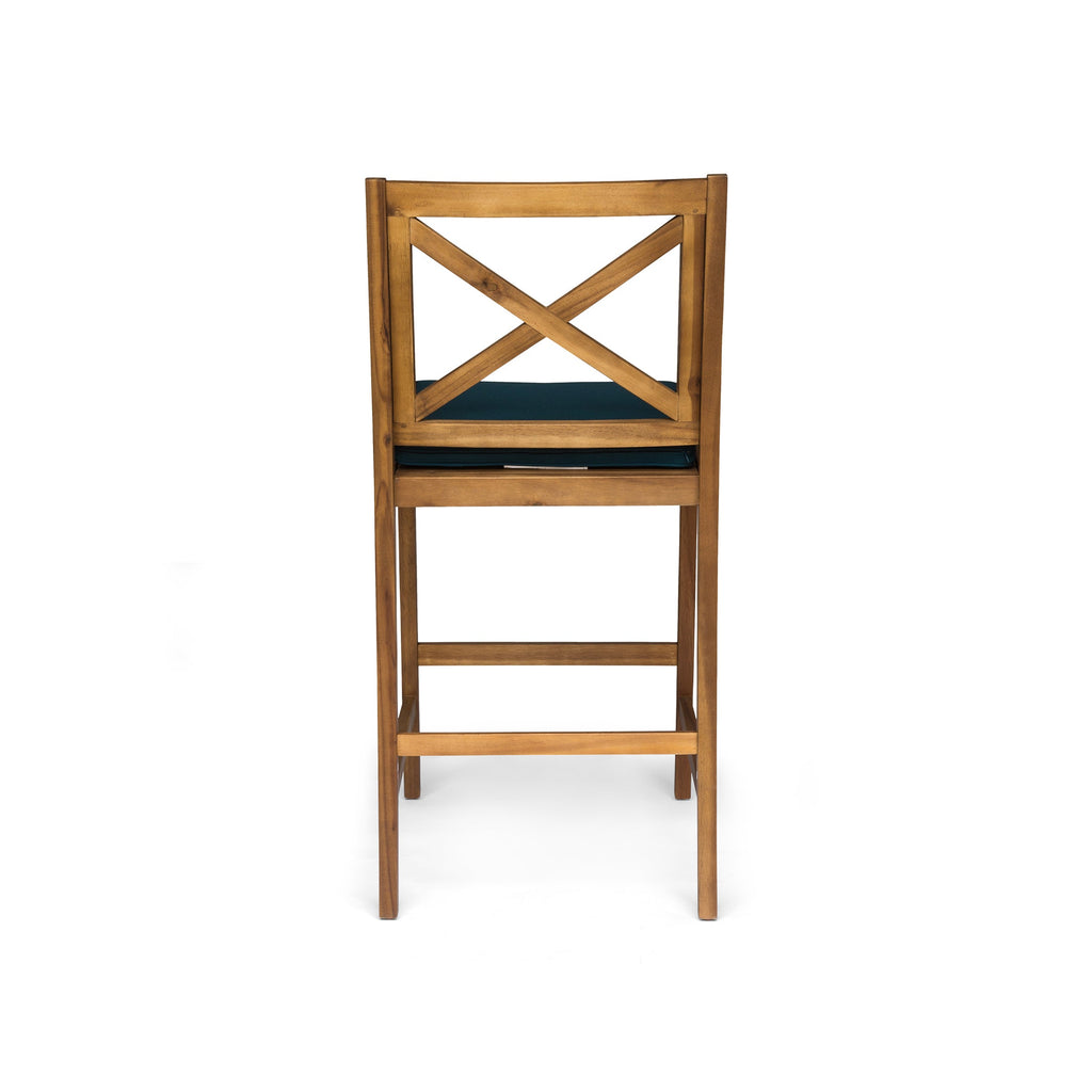 Perla Outdoor Acacia Wood Barstools, Set of 2