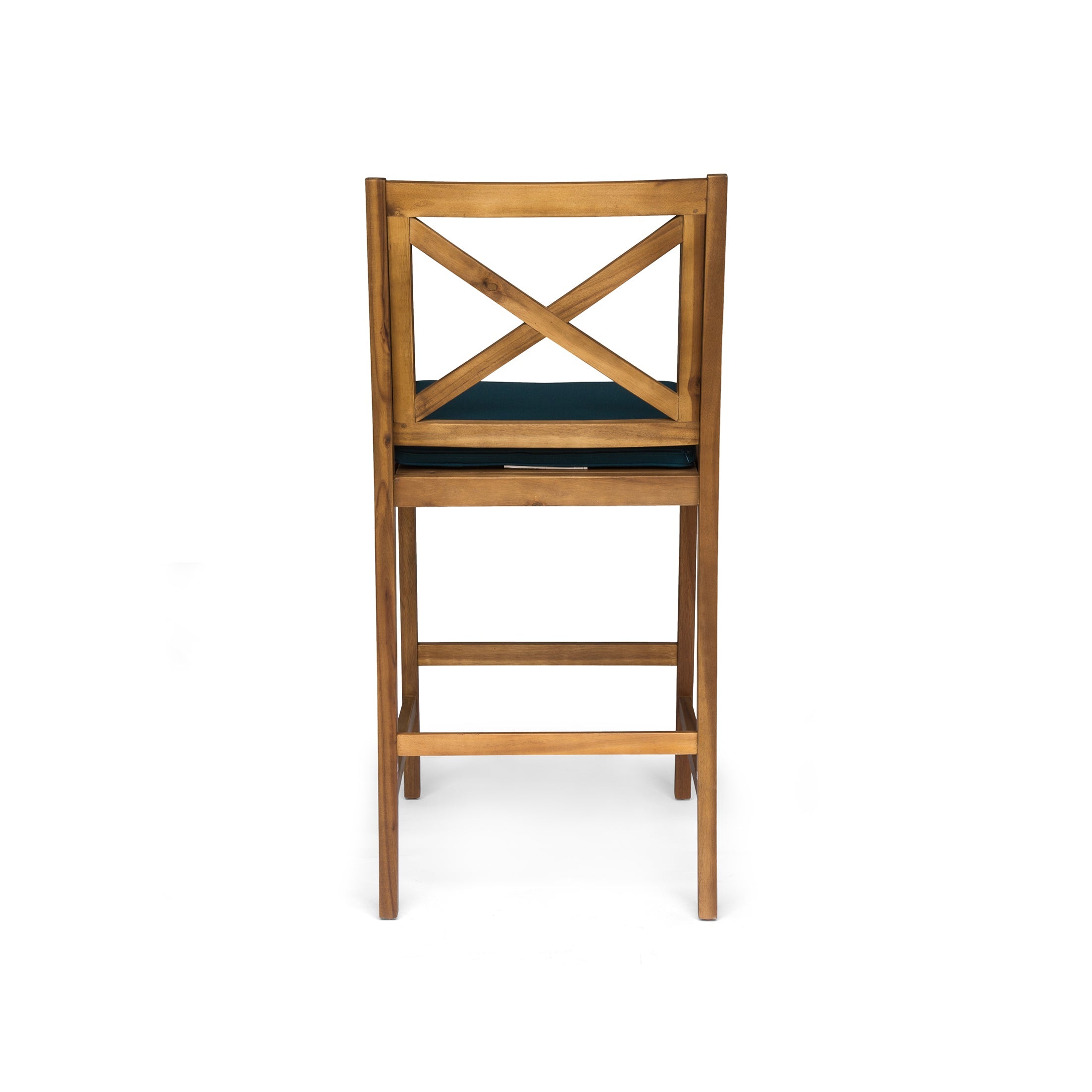 Perla Outdoor Acacia Wood Barstools, Set of 2