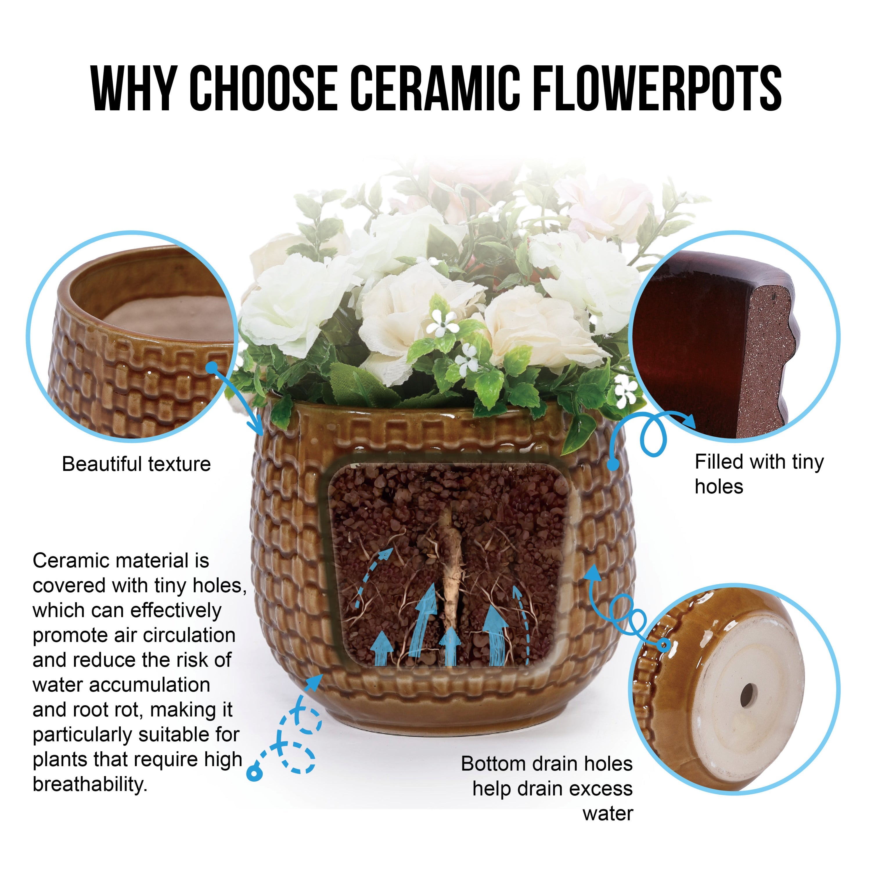 Bex Handmade Ceramic Planter, Set of 3