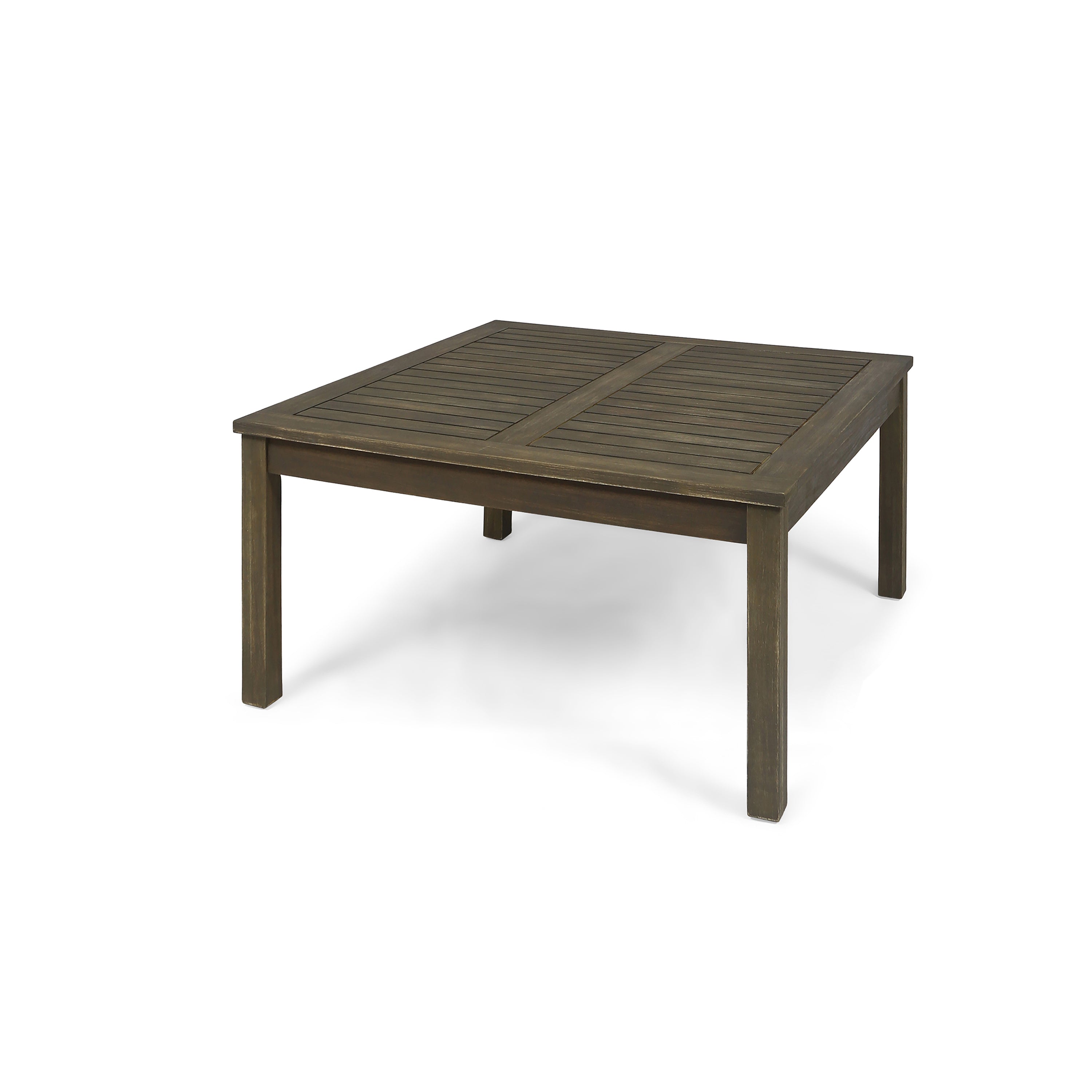 Perla Outdoor Rustic Coffee Table with Slat Design