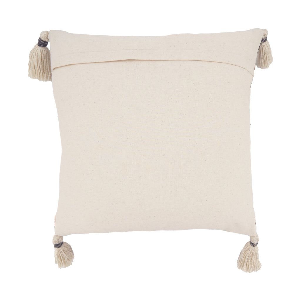 Color Band Fringed Outdoor Polyester Filled Throw Pillow