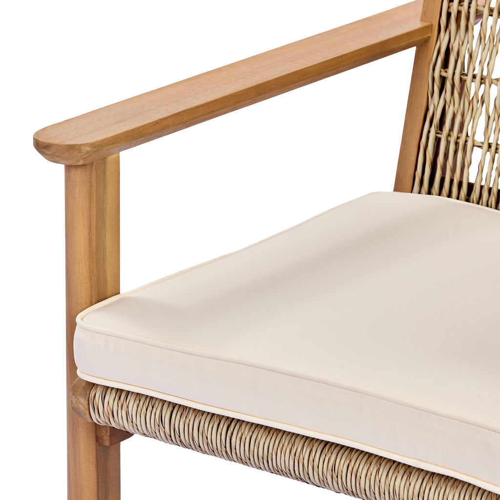 Miles Acacia Wood & Wicker Rattan Woven Dining Chairs, Set of 2
