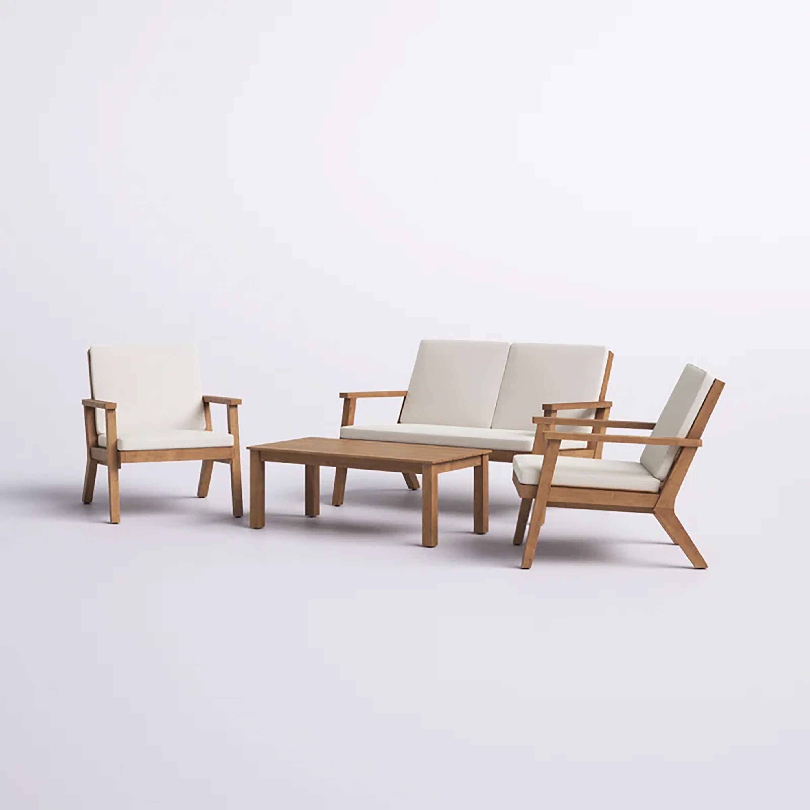 Brixton Outdoor Acacia Wood 4 Seater Chat Set with Cushions