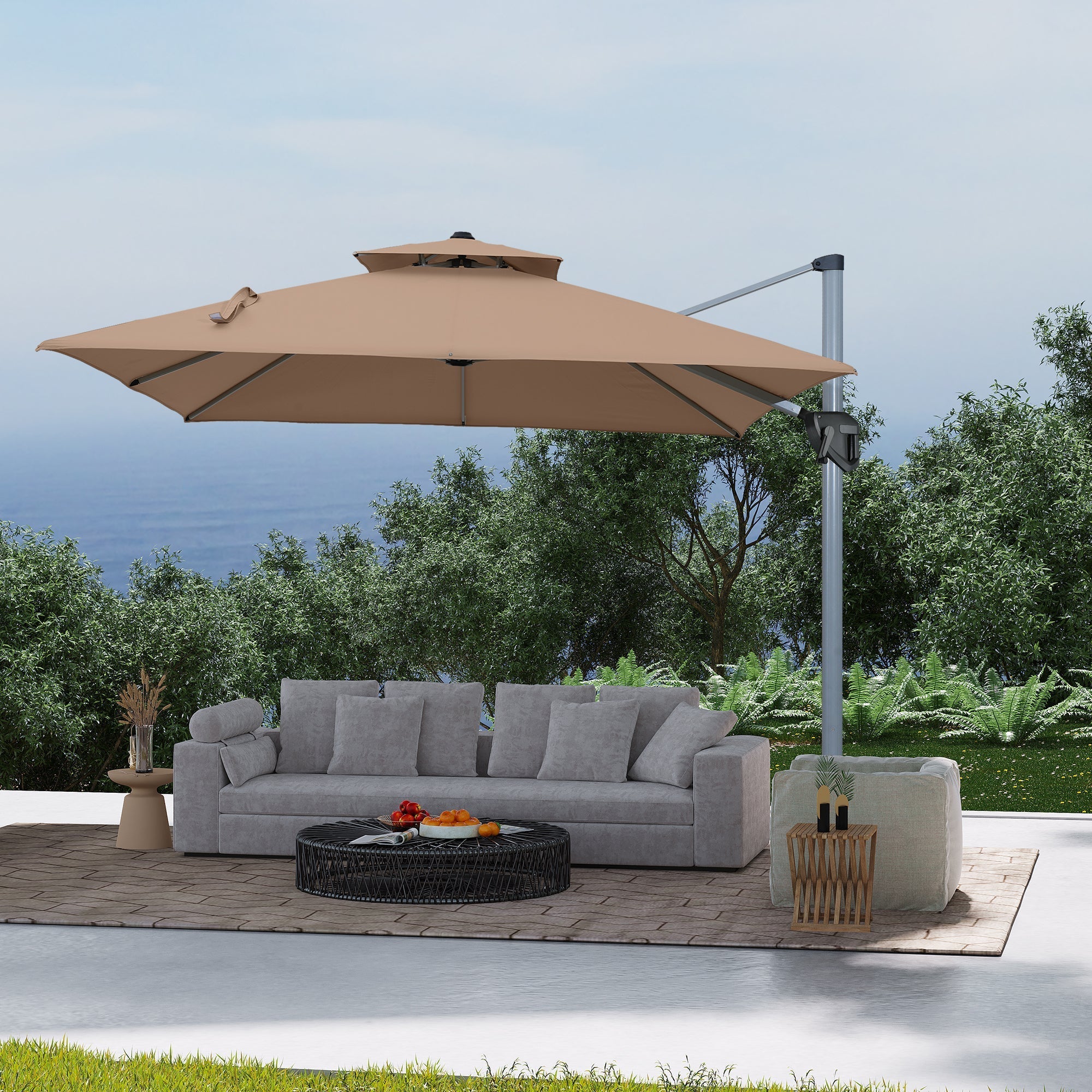 11' Outdoor Square Double Top Patio Umbrella, Base Not Included