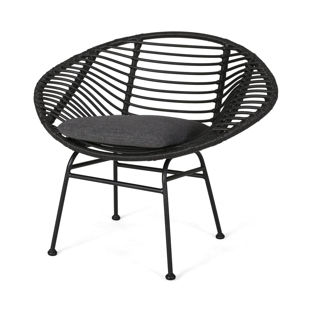 Cordella Outdoor Woven Wicker Chairs with Cushions, Set of 2