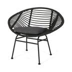 Cordella Outdoor Woven Wicker Chairs with Cushions, Set of 2