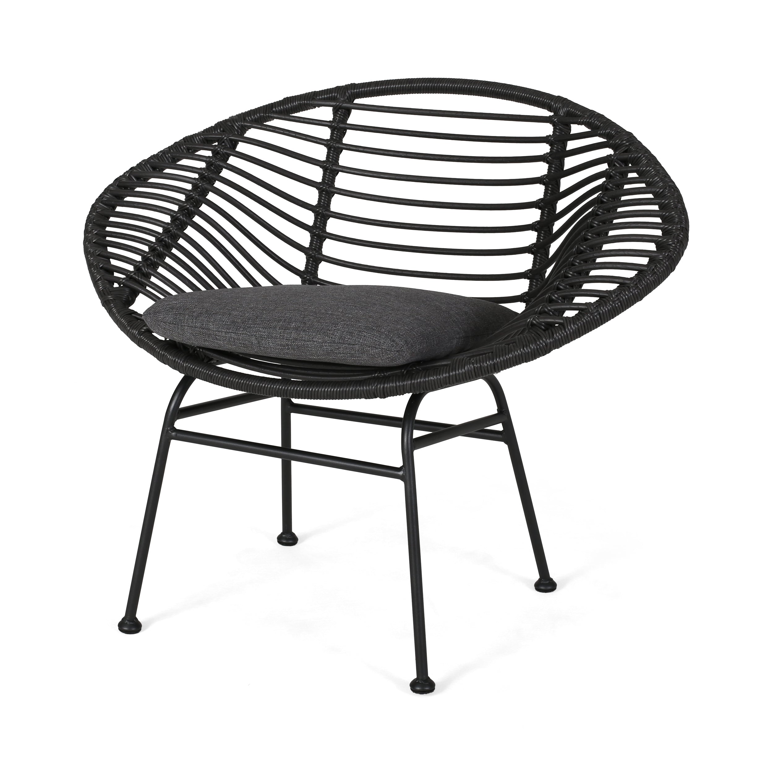 Cordella Outdoor Woven Wicker Chairs with Cushions, Set of 2