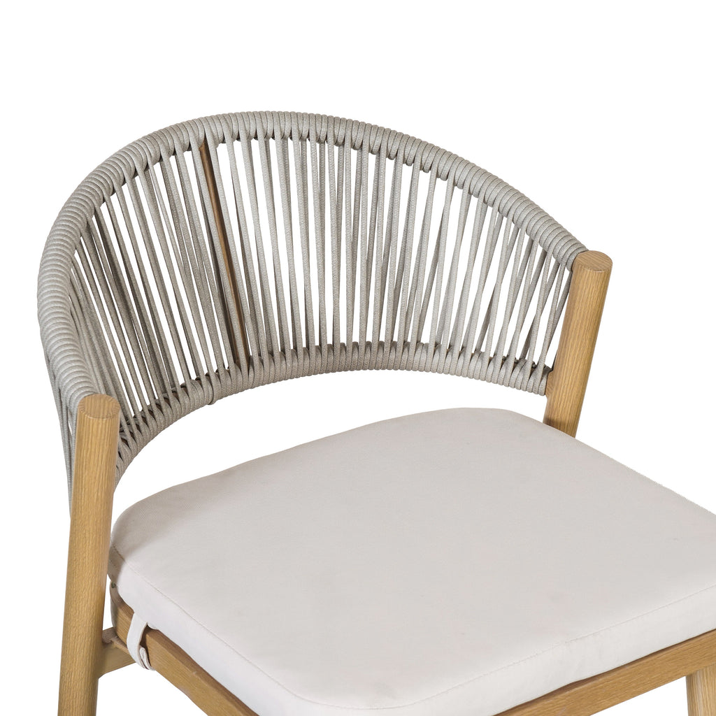Outdoor Metal Frame Stools with Scallop-Shaped Backrest & Water-Resistant Cushions, Set of 2