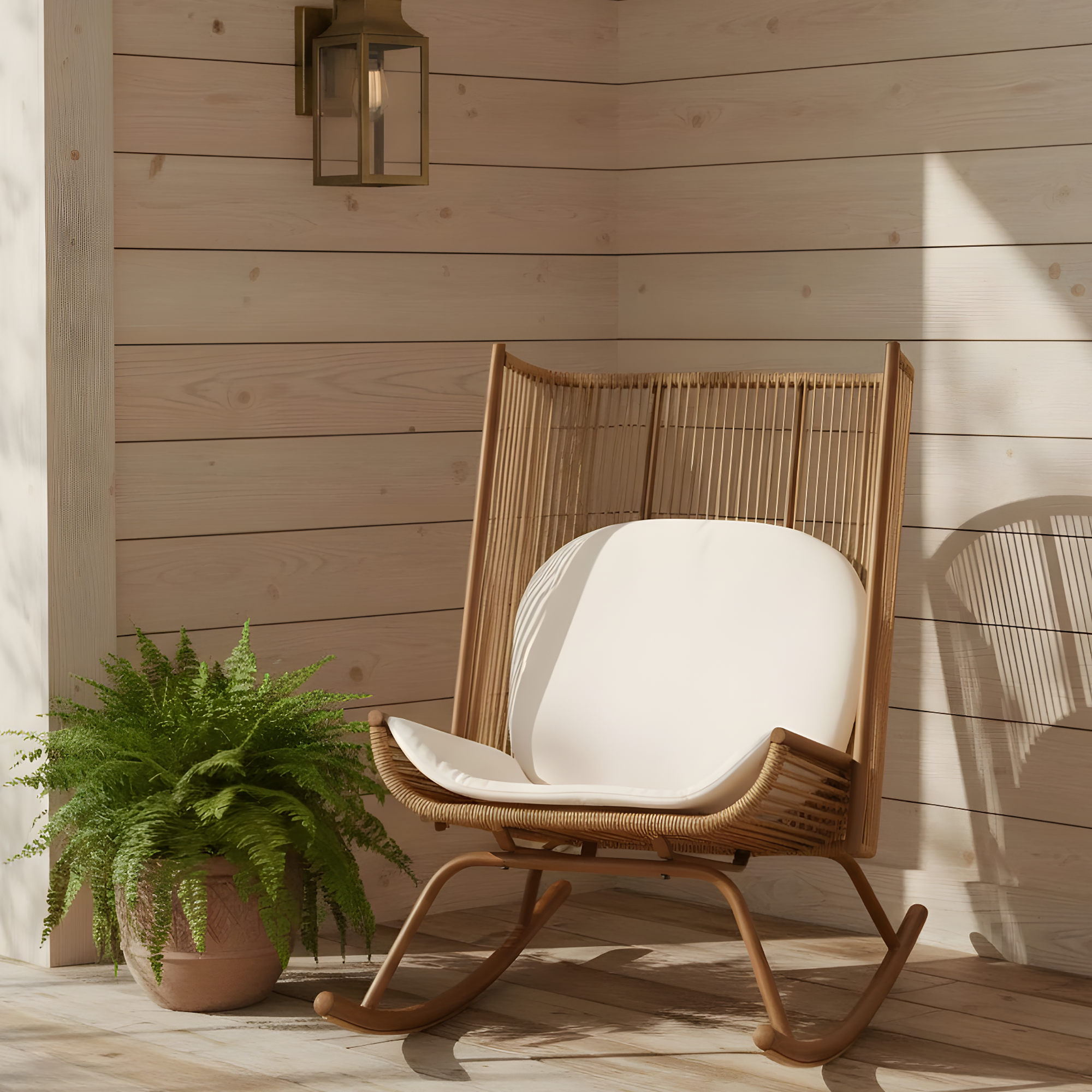 High Square Back Modern Outdoor Rocking Chair