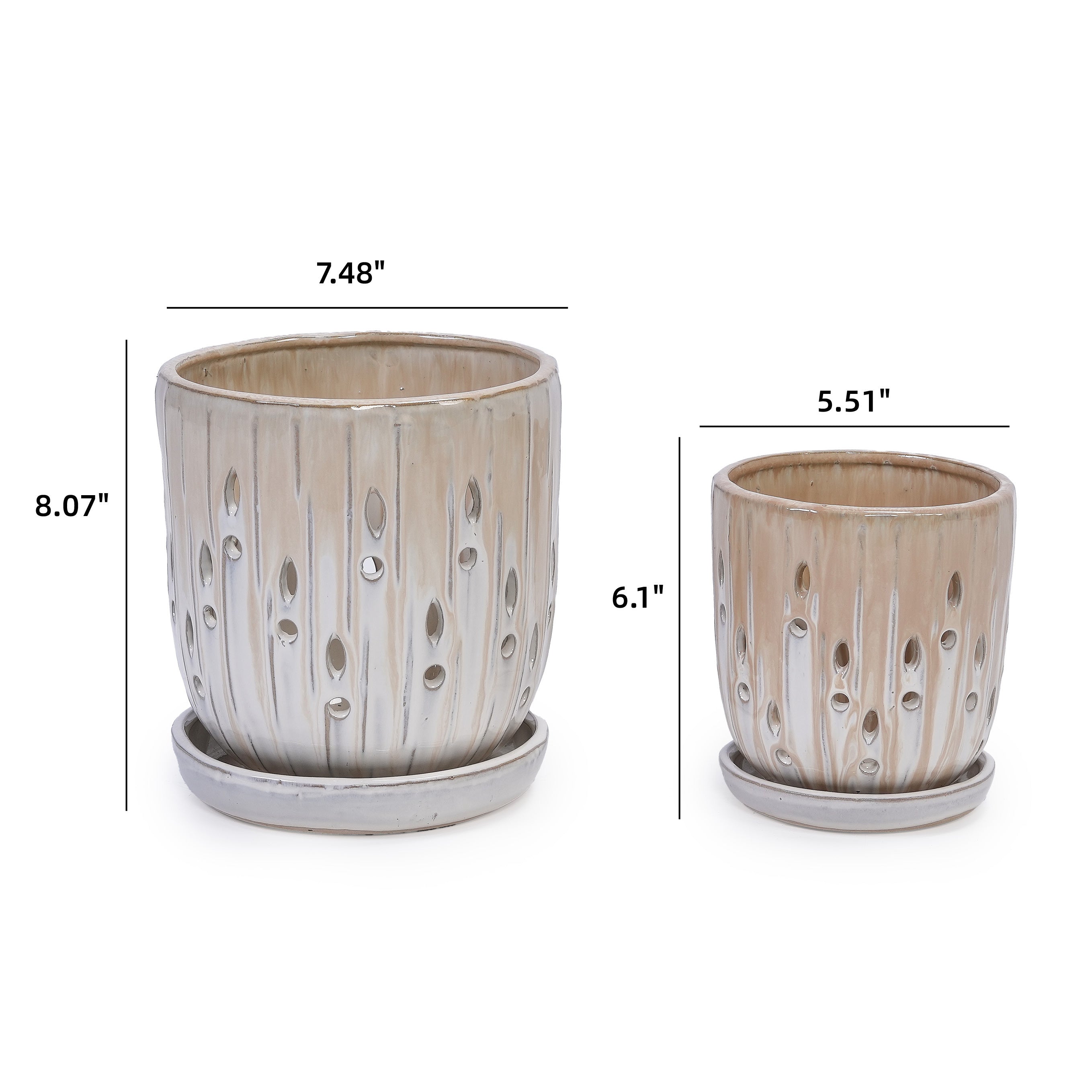 Aven Beige Handmade Ceramic Planter, Set of 2